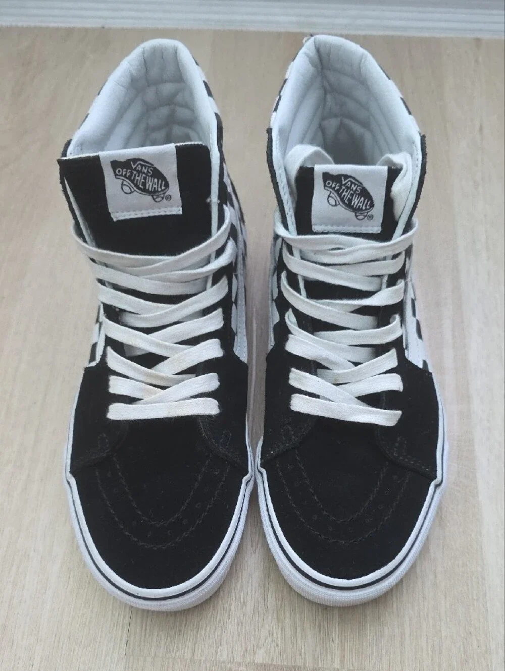 Vans Sk8-Hi Black & White Checkerboard High Top Sneakers Women Size 7.5/ Men 6.0